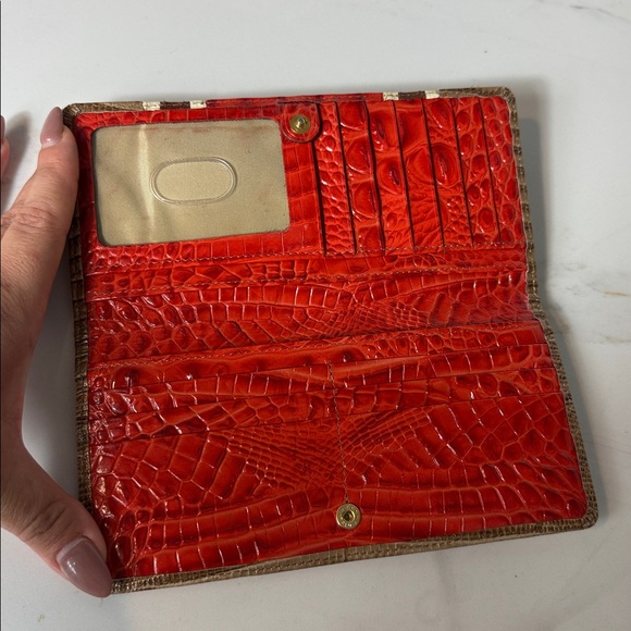 Brahmin Ady Wallet Cabana Vertical Vineyard Genuine leather orange gold tan New - Picture 3 of 6